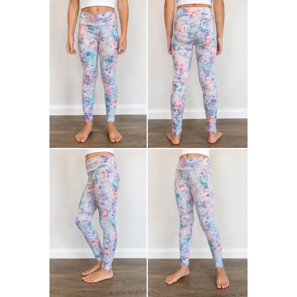 Athletic Works Girls S 6-6X Watercolor Splatter Active Leggings with Pockets